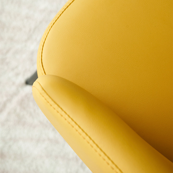 Sillón de cuero contemporáneo con acabado mate, respaldo sólido, silla de comedor