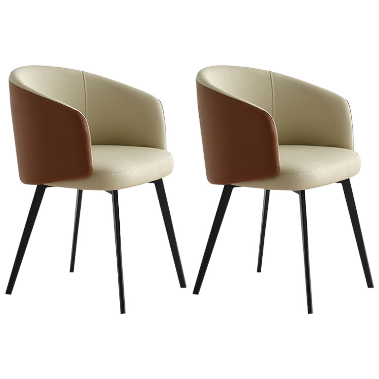 Sillón de cuero contemporáneo con acabado mate, respaldo sólido, silla de comedor