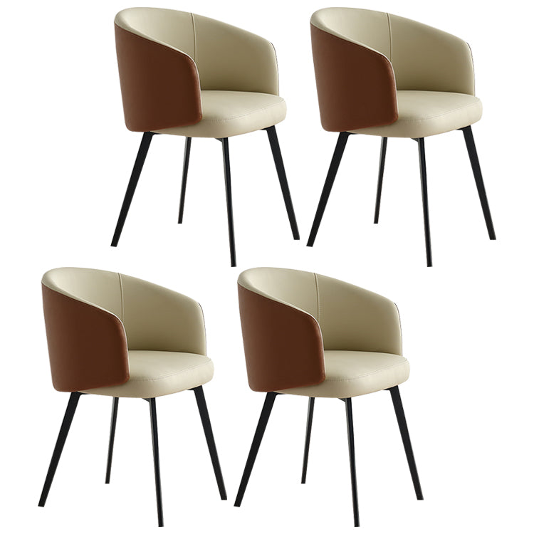 Sillón de cuero contemporáneo con acabado mate, respaldo sólido, silla de comedor