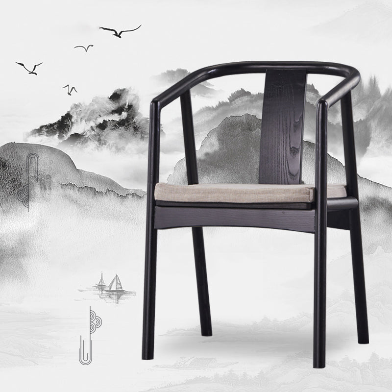 Silla de comedor de madera para el hogar tradicional, silla lateral de comedor con respaldo abierto y brazo
