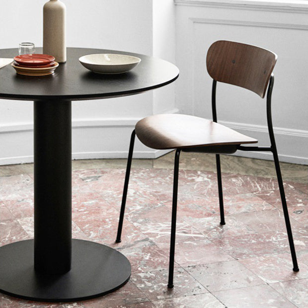 Magasin de thé au lait moderne, chaise latérale à dossier ouvert, chaise de salle à manger en bois avec pieds noirs