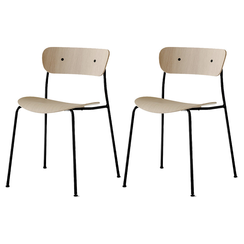 Magasin de thé au lait moderne, chaise latérale à dossier ouvert, chaise de salle à manger en bois avec pieds noirs