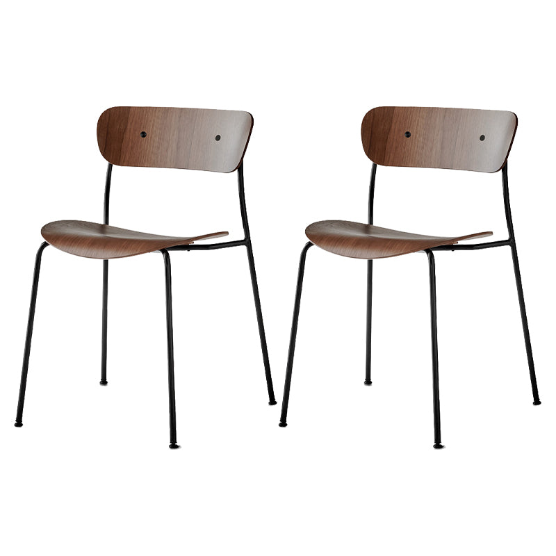 Magasin de thé au lait moderne, chaise latérale à dossier ouvert, chaise de salle à manger en bois avec pieds noirs