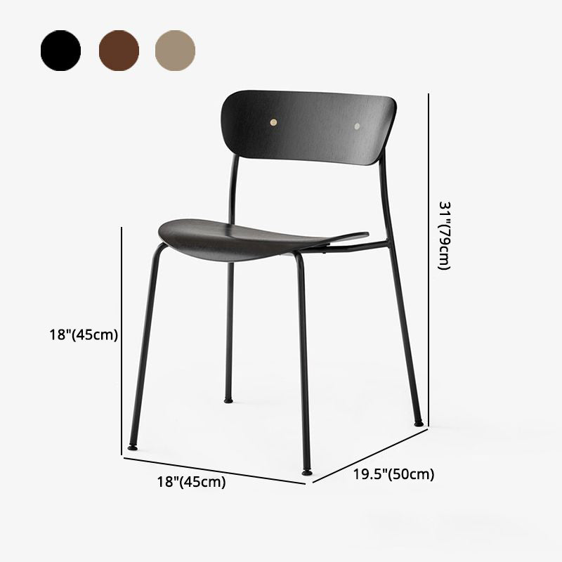 Magasin de thé au lait moderne, chaise latérale à dossier ouvert, chaise de salle à manger en bois avec pieds noirs