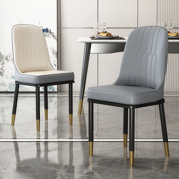 Chaise d'intérieur scandinave avec dossier Parsons rembourré en métal, chaise de salle à manger