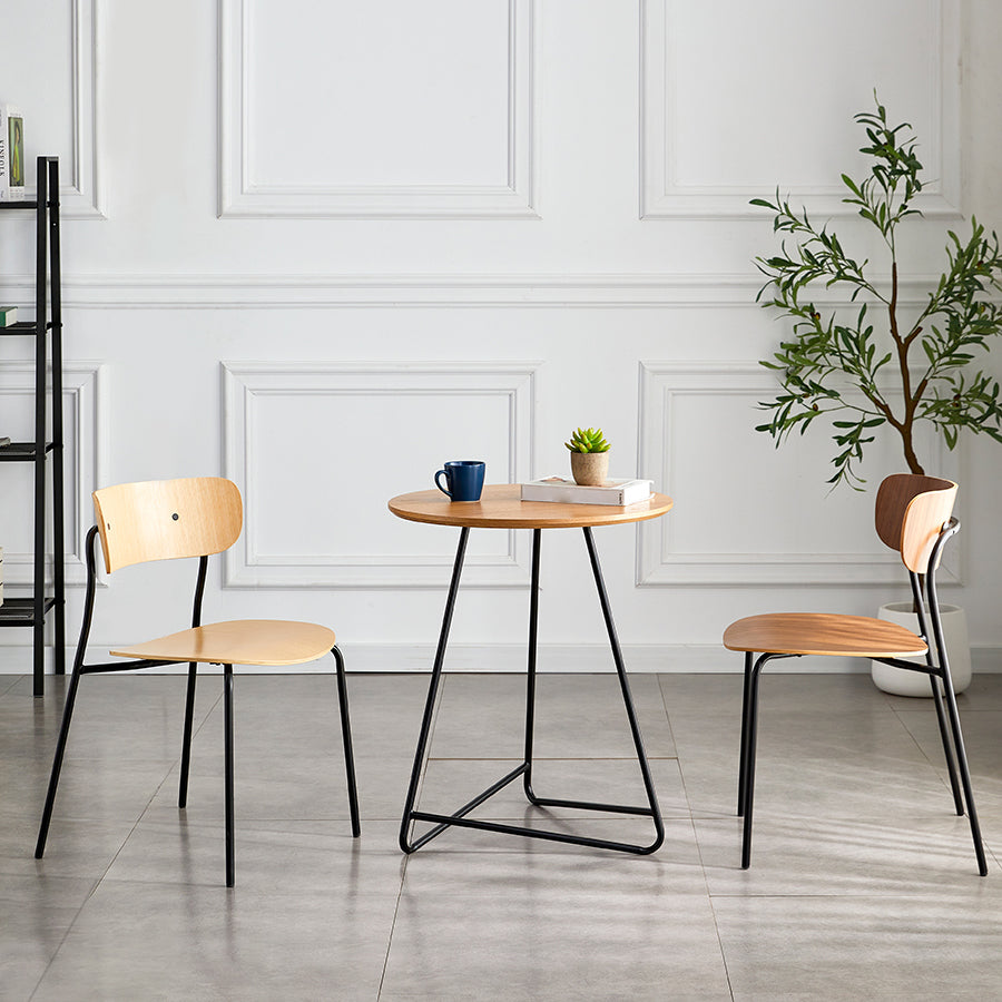 Silla de comedor interior y exterior moderna de metal, silla lateral de comedor con respaldo abierto sin brazos