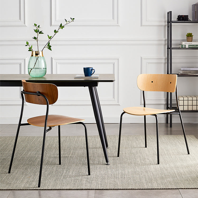 Silla de comedor interior y exterior moderna de metal, silla lateral de comedor con respaldo abierto sin brazos