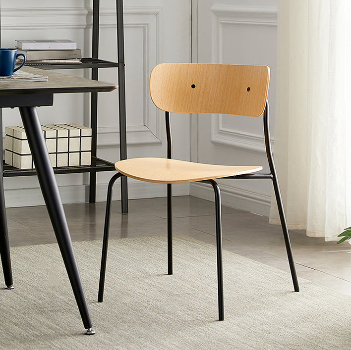Silla de comedor interior y exterior moderna de metal, silla lateral de comedor con respaldo abierto sin brazos