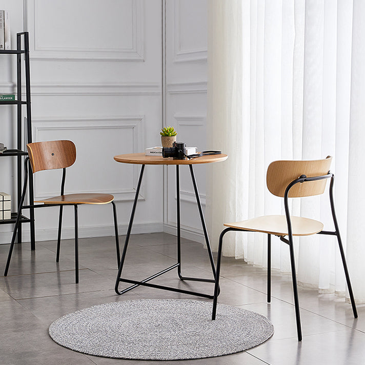Silla de comedor interior y exterior moderna de metal, silla lateral de comedor con respaldo abierto sin brazos