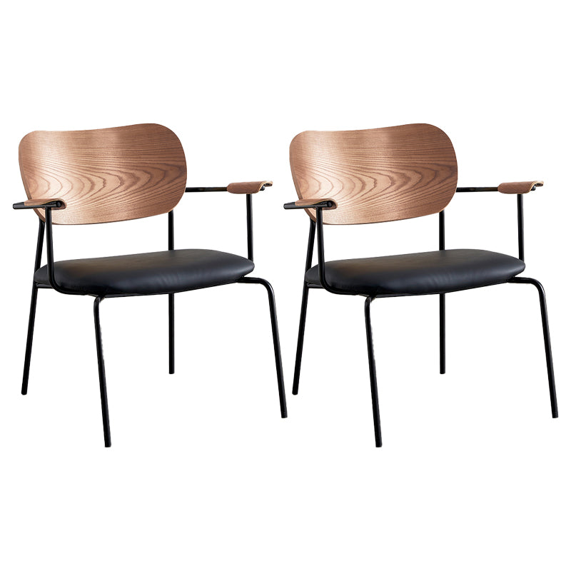 Modern Indoor-Outdoor Chair Metal Open Back Dining Side Chair with Arm