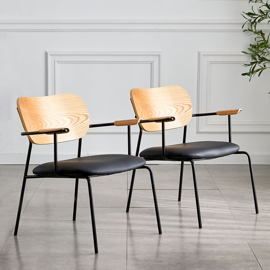 Silla moderna para interiores y exteriores, silla auxiliar de comedor con respaldo abierto de metal y brazo