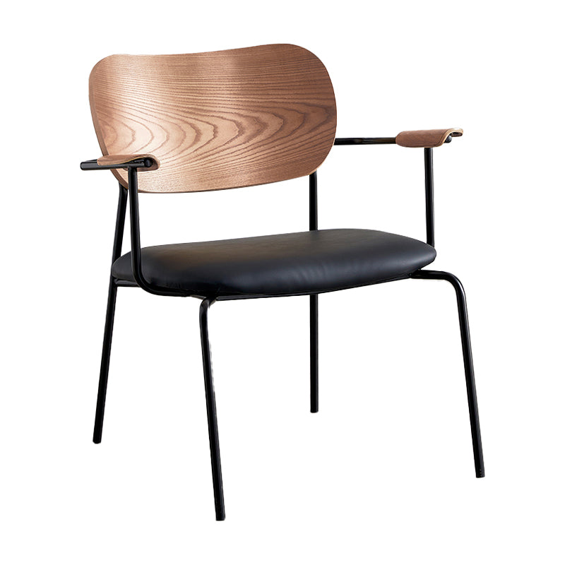 Silla moderna para interiores y exteriores, silla auxiliar de comedor con respaldo abierto de metal y brazo