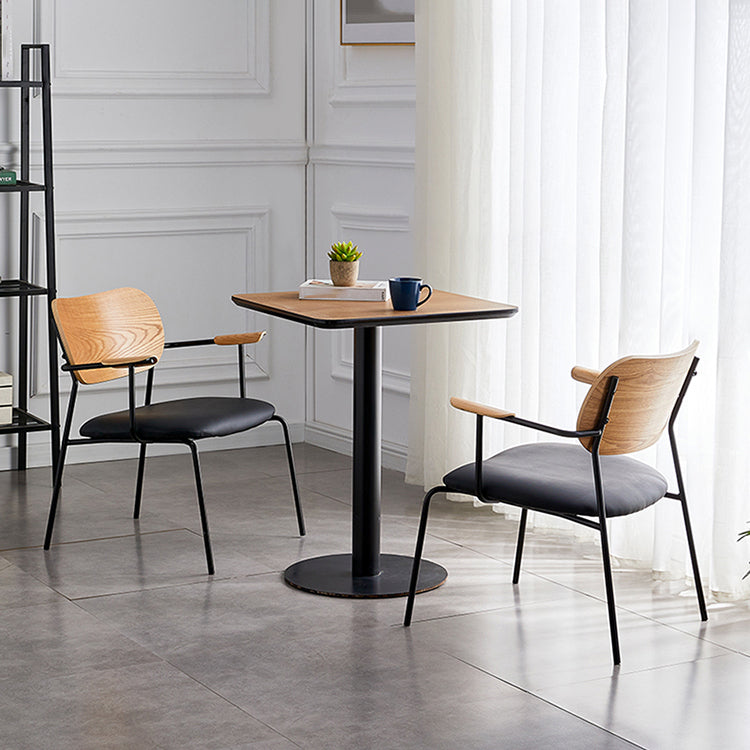 Silla moderna para interiores y exteriores, silla auxiliar de comedor con respaldo abierto de metal y brazo