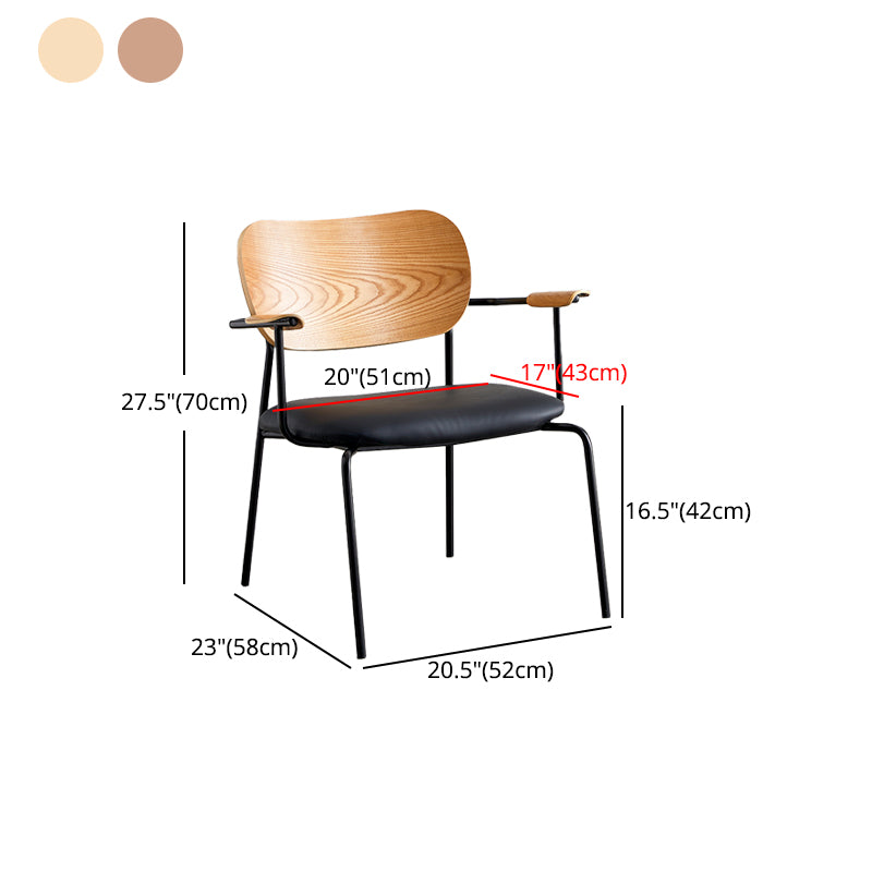 Silla moderna para interiores y exteriores, silla auxiliar de comedor con respaldo abierto de metal y brazo