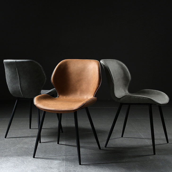 Silla lateral interior contemporánea tapizada Wingback Silla de comedor de metal