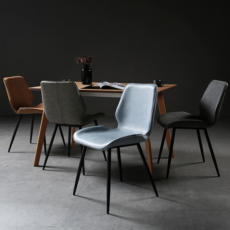 Silla lateral interior contemporánea tapizada Wingback Silla de comedor de metal