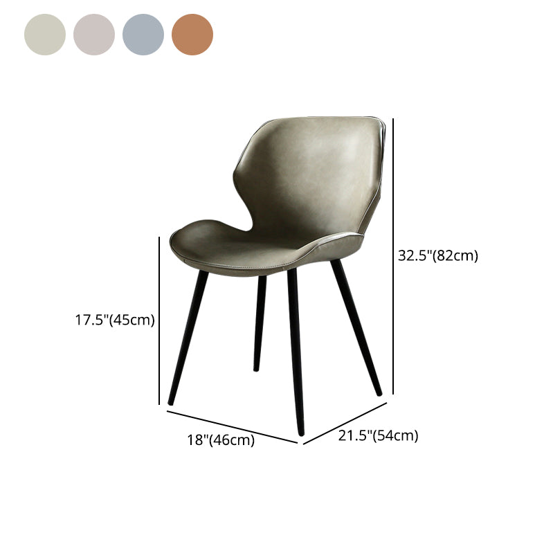 Silla lateral interior contemporánea tapizada Wingback Silla de comedor de metal