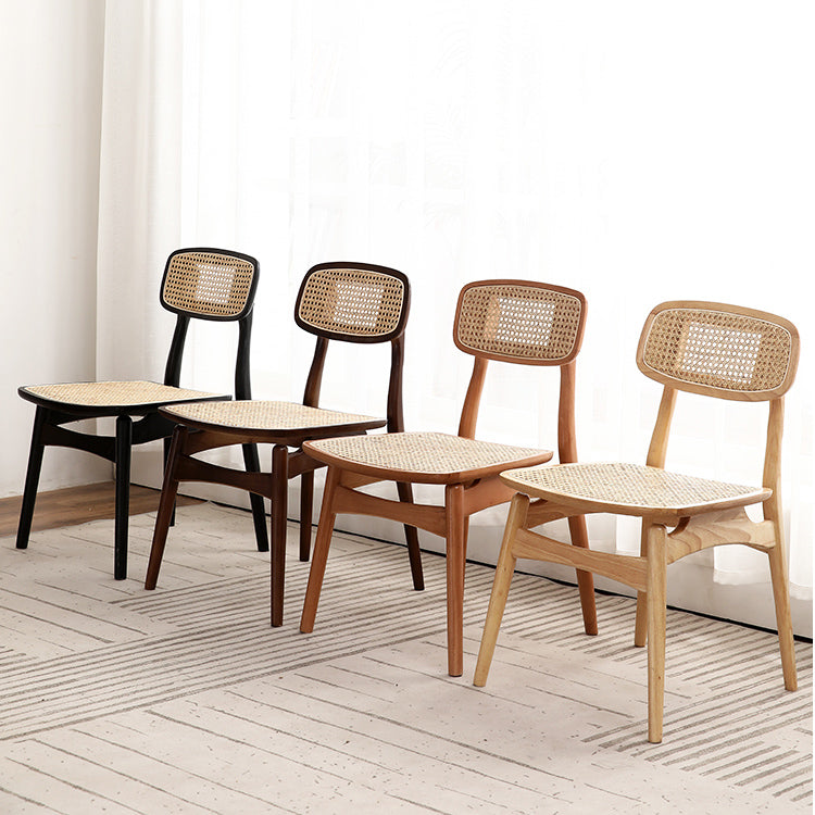 Sillas de comedor estilo moderno Sillas sin brazos con respaldo abierto y patas de madera