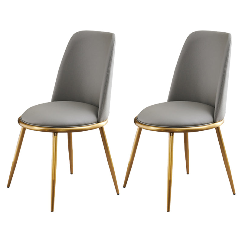 Glam faux lederen eetkamerstoel armloze metalen eetkamerstoelen voor thuisgebruik