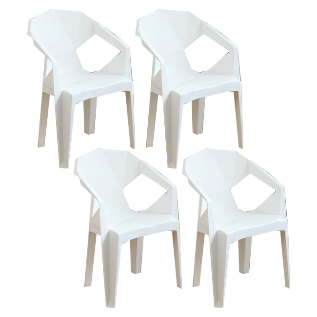 Silla de comedor de plástico de estilo contemporáneo, sillas laterales apilables con brazo de comedor para cocina