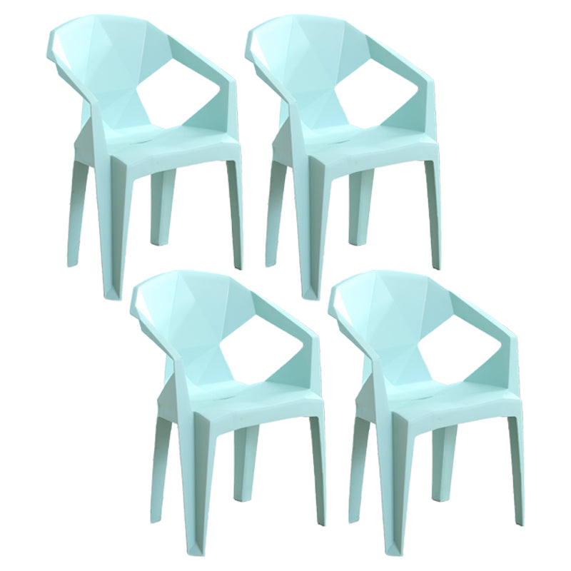 Silla de comedor de plástico de estilo contemporáneo, sillas laterales apilables con brazo de comedor para cocina