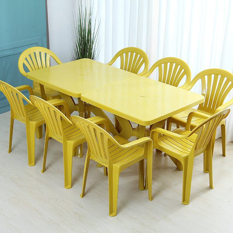 Silla de comedor de plástico de estilo contemporáneo, silla lateral apilable con brazo de comedor para cocina