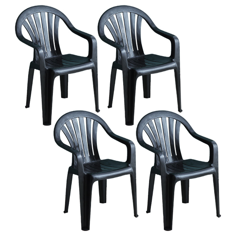 Silla de comedor de plástico de estilo contemporáneo, silla lateral apilable con brazo de comedor para cocina