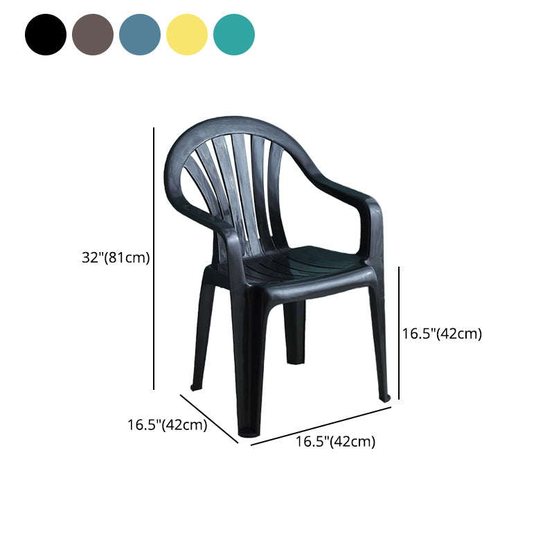 Silla de comedor de plástico de estilo contemporáneo, silla lateral apilable con brazo de comedor para cocina