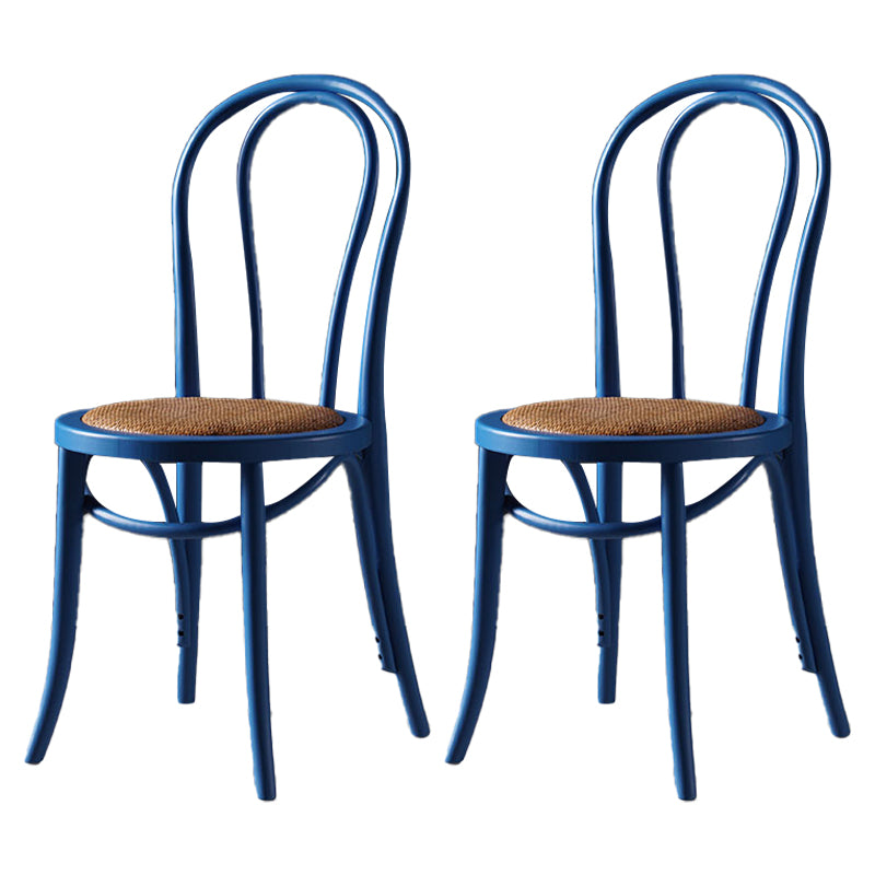 Silla de comedor de estilo tradicional, silla lateral de comedor con respaldo Windsor de cocina de madera de ratán