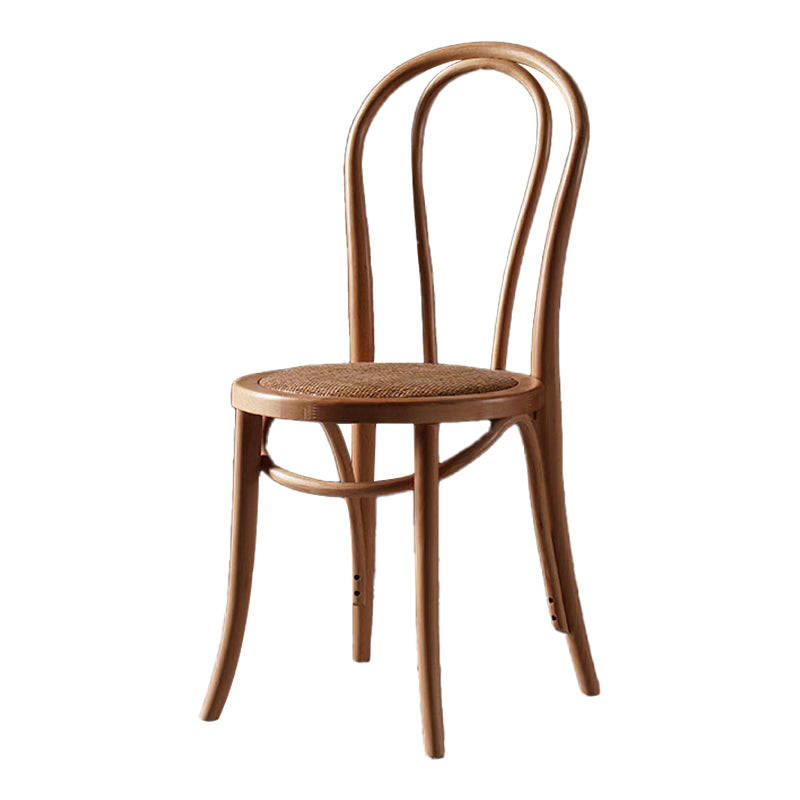 Silla de comedor de estilo tradicional, silla lateral de comedor con respaldo Windsor de cocina de madera de ratán