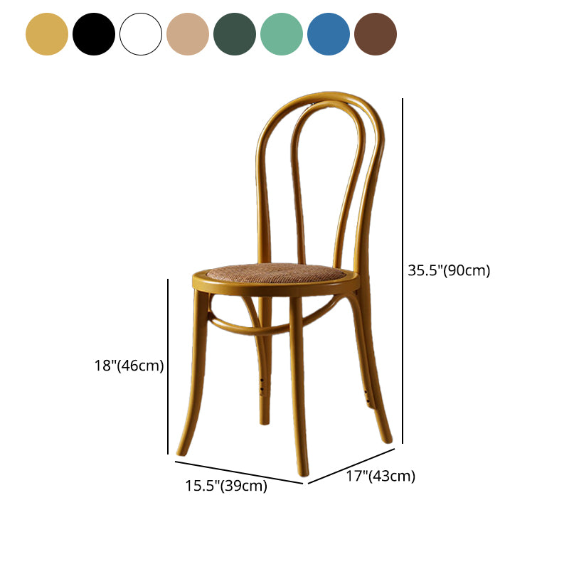 Silla de comedor de estilo tradicional, silla lateral de comedor con respaldo Windsor de cocina de madera de ratán