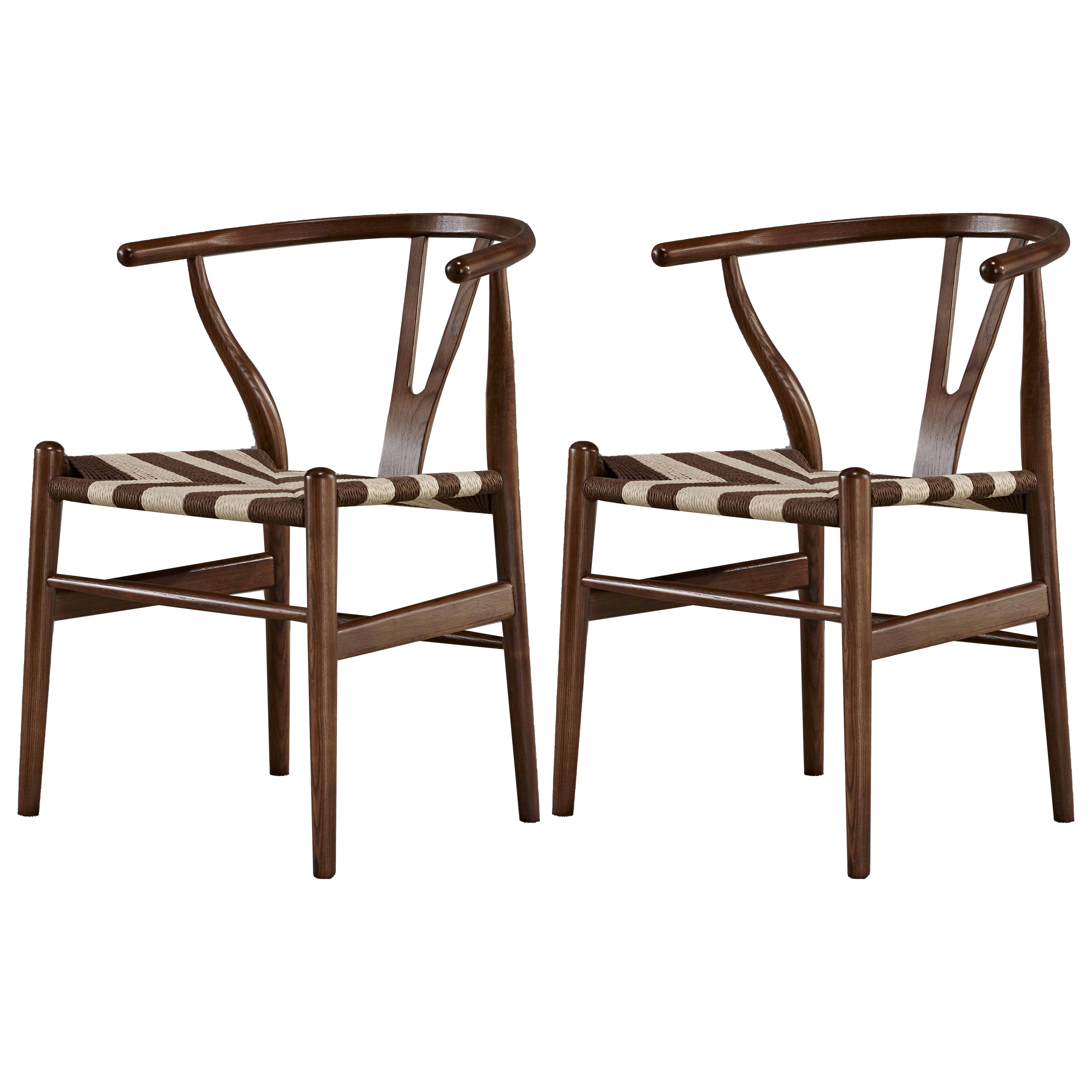 Sillas de comedor con brazo de estilo tradicional Sillones de comedor de madera de Wishbone de fresno