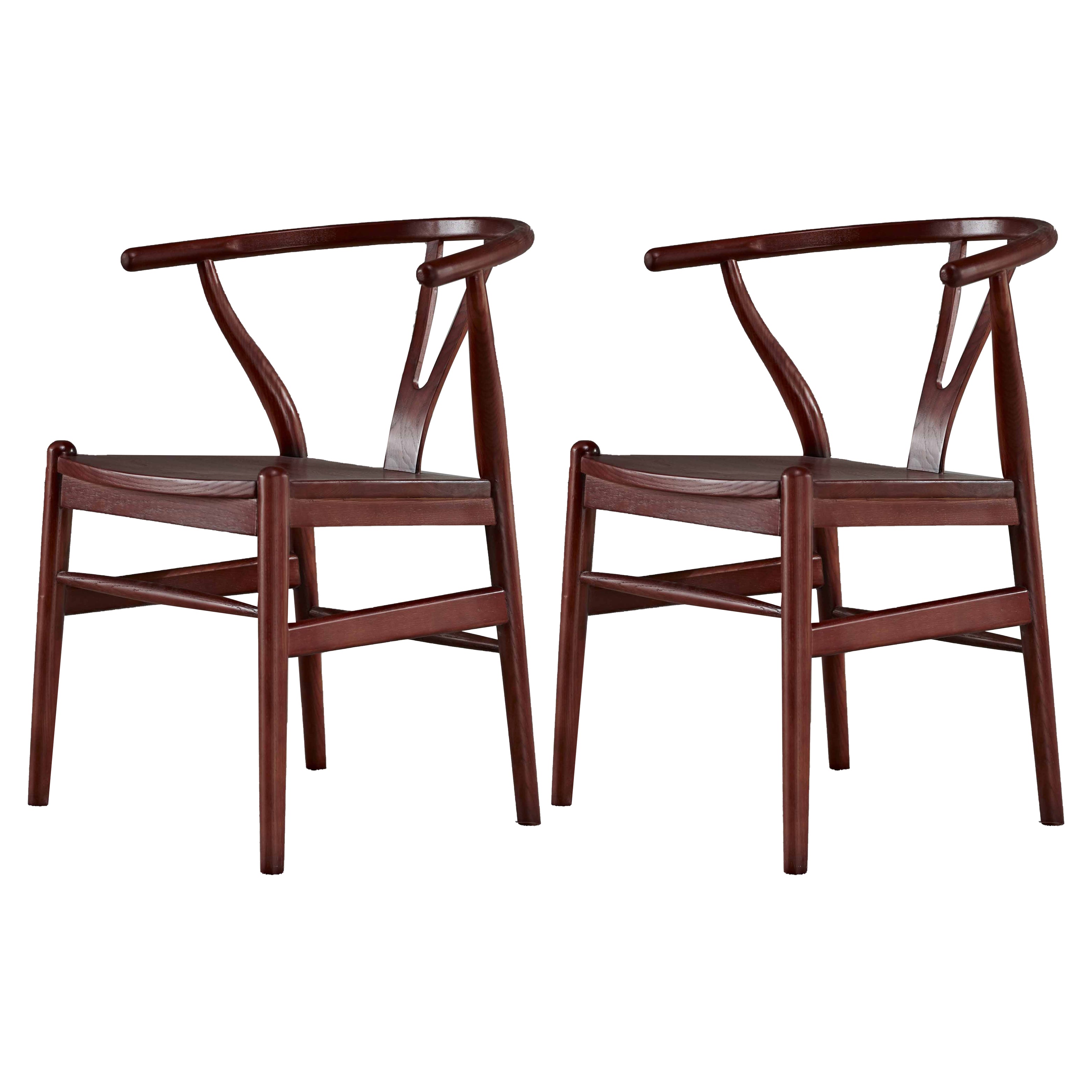 Sillas de comedor con brazo de estilo tradicional Sillones de comedor de madera de Wishbone de fresno
