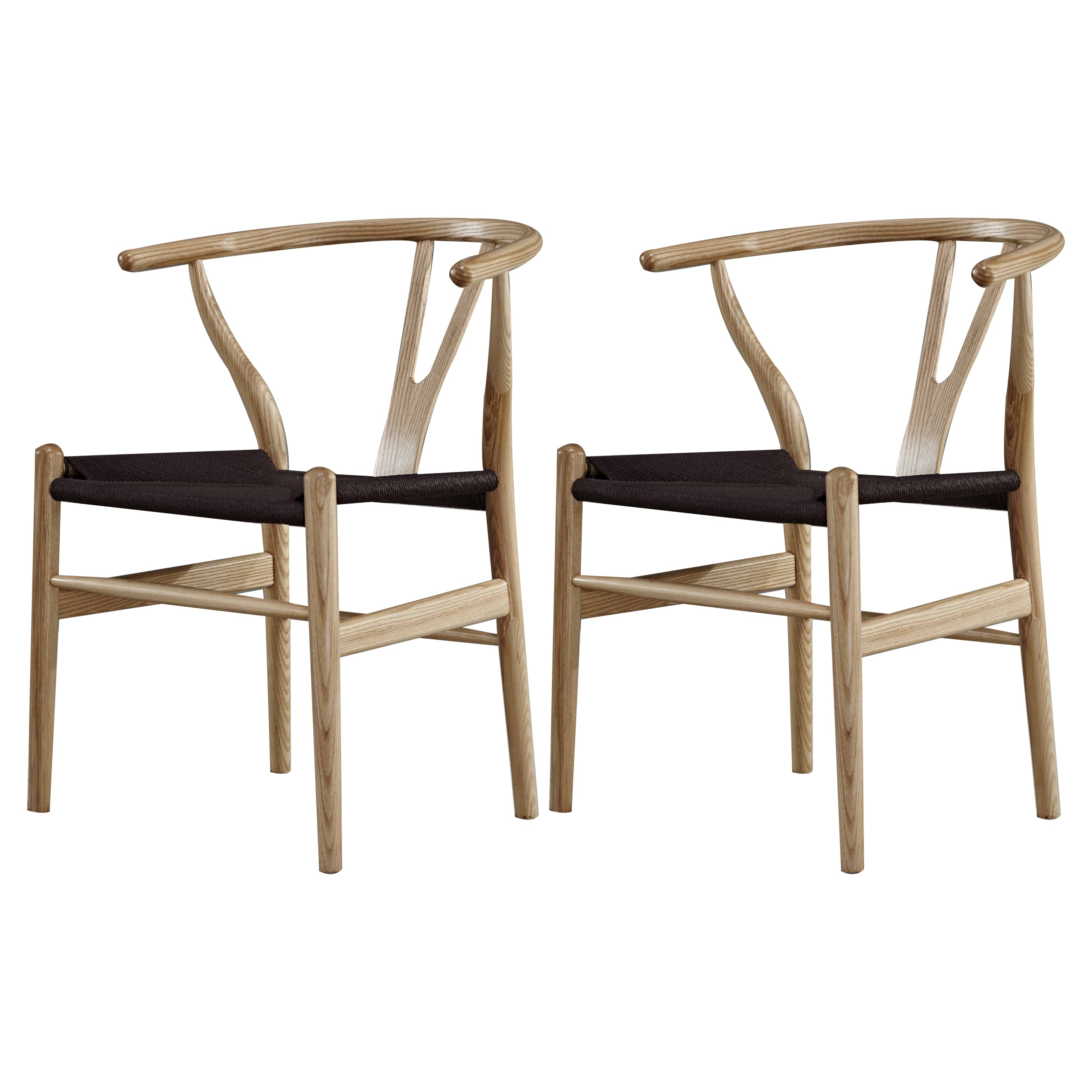 Traditional Style Arm Dining Chairs Ash Wishbone Wood Dining Armchairs