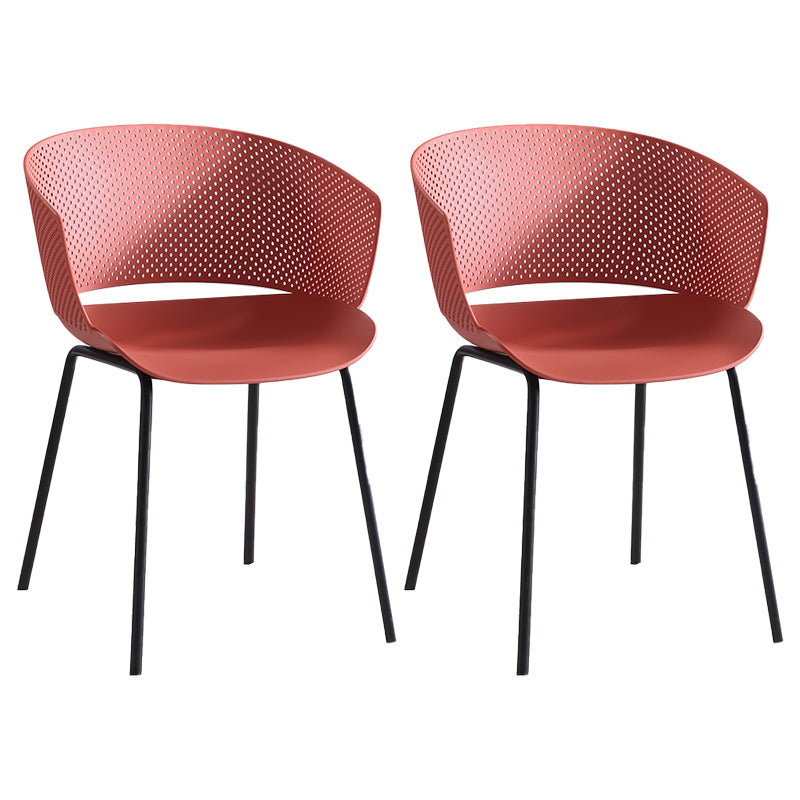 Comedor de metal Silla moderna Silla de comedor con respaldo abierto y brazo