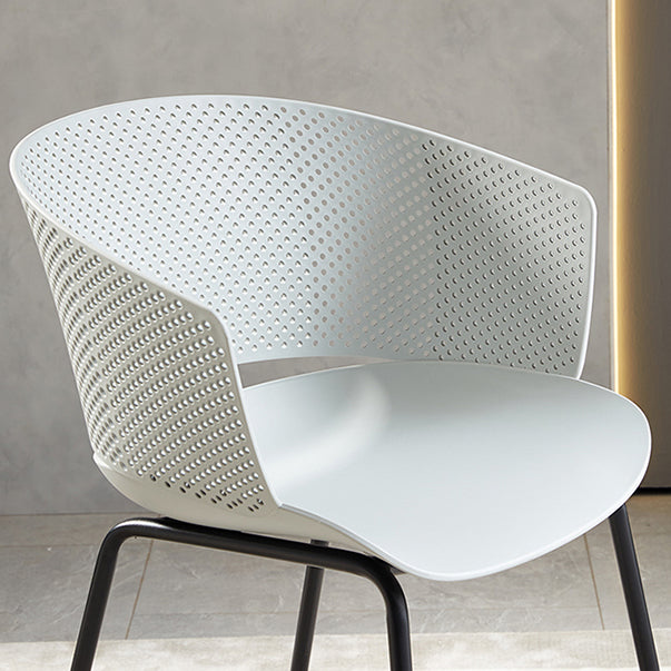 Comedor de metal Silla moderna Silla de comedor con respaldo abierto y brazo