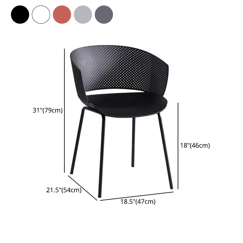 Comedor de metal Silla moderna Silla de comedor con respaldo abierto y brazo