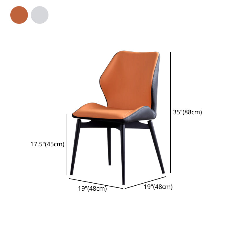 Silla lateral interior contemporánea Wingback Silla de comedor tapizada de metal