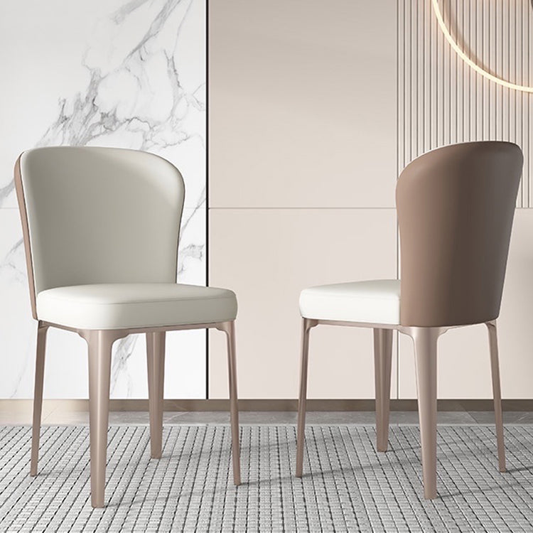 Silla sin brazos de comedor de cuero Glam, silla Parsons de comedor de metal para uso doméstico