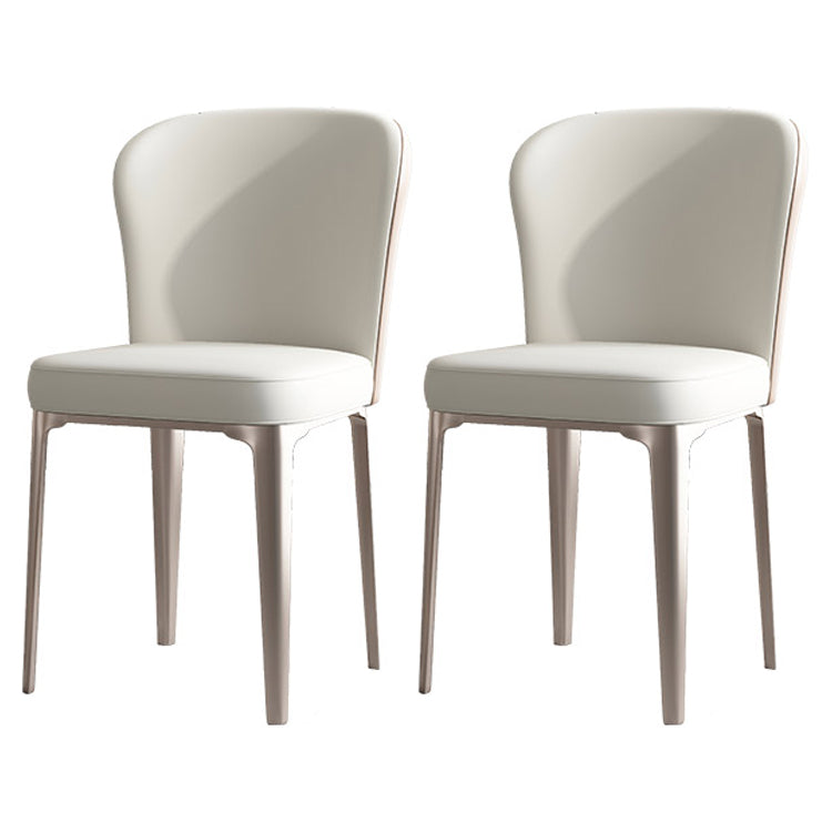 Glam Leather Dining Armless Chair Metal Dining Parsons Chair for Home Use