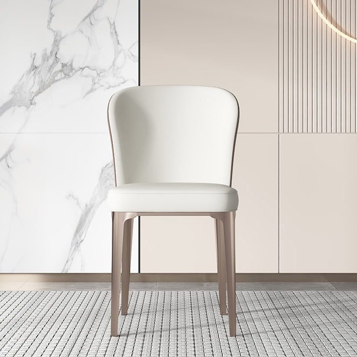 Silla sin brazos de comedor de cuero Glam, silla Parsons de comedor de metal para uso doméstico