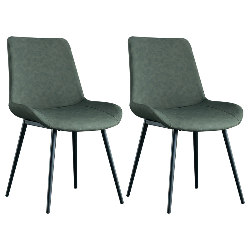 Contemporary Style Dining Chairs Armless Chairs with Metal Legs for Kitchen