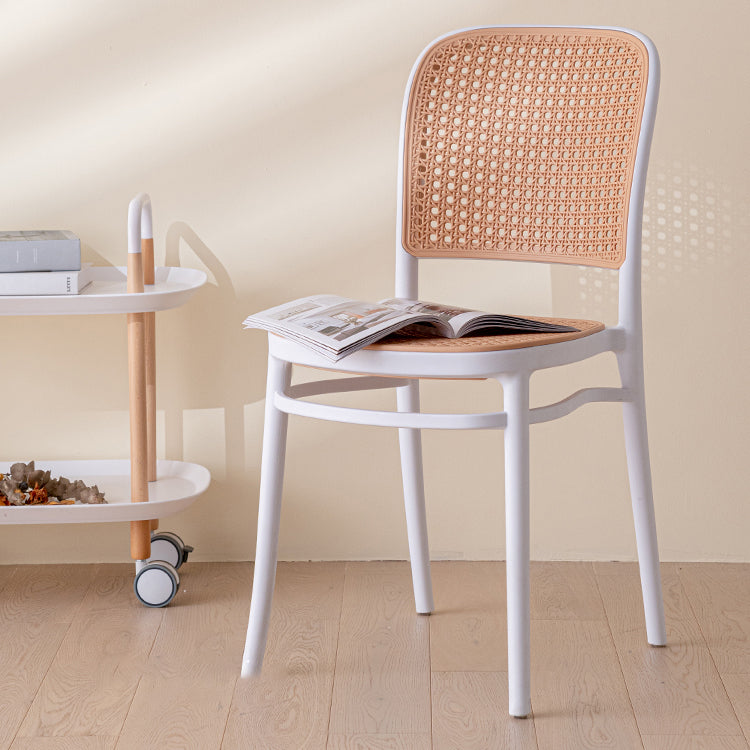 Silla sin brazos de comedor de plástico moderno, silla lateral de comedor con respaldo abierto para uso en restaurantes
