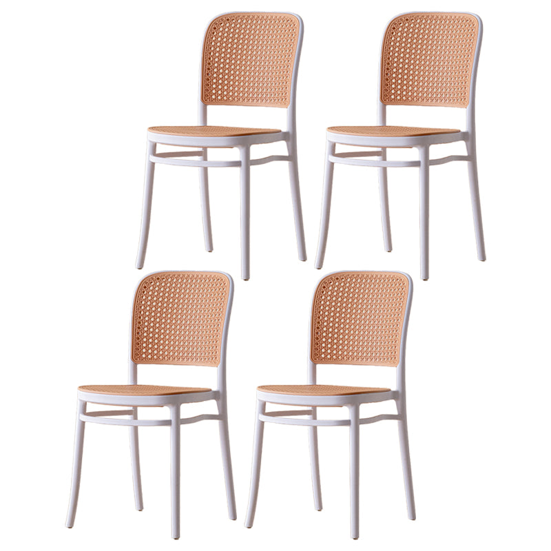 Silla sin brazos de comedor de plástico moderno, silla lateral de comedor con respaldo abierto para uso en restaurantes