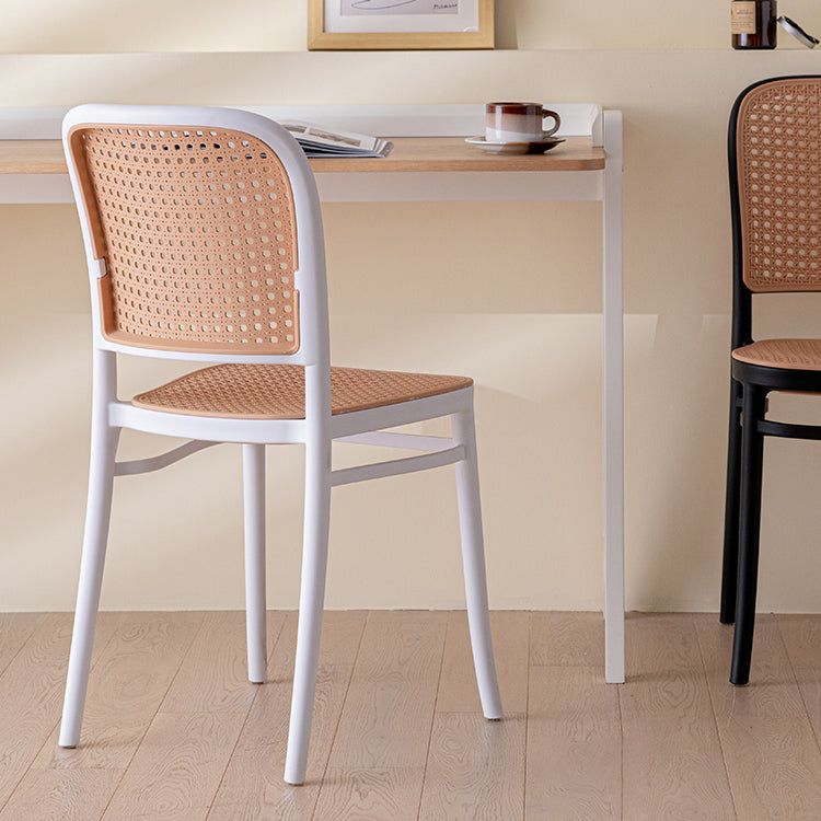 Silla sin brazos de comedor de plástico moderno, silla lateral de comedor con respaldo abierto para uso en restaurantes