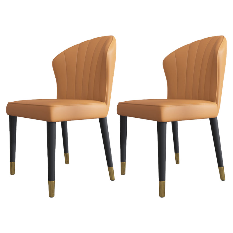 Glam Wood Dining Armless Chairs Leather Dining Chairs for Restaurant Use
