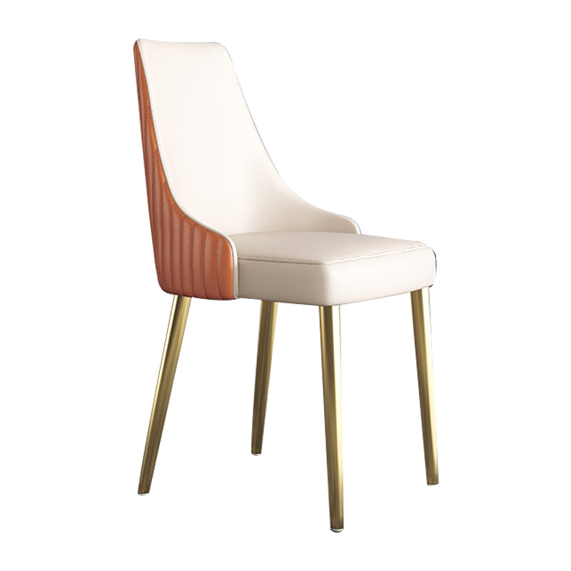 Silla sin brazos de comedor de cuero sintético Glam, silla de comedor de metal para uso doméstico