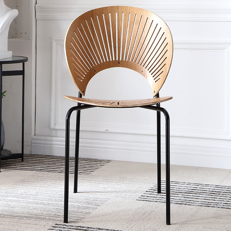Silla de comedor de madera moderna, sillas de comedor sin brazos de metal para uso doméstico