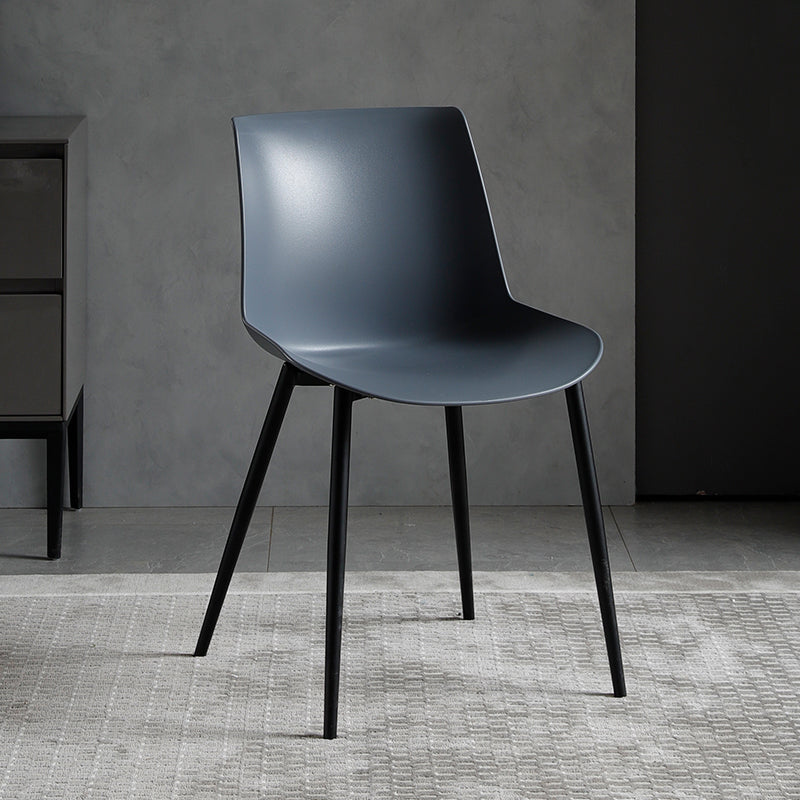 Contemporary Metal Dining Chair Solid Back Dining Chair for Home Use