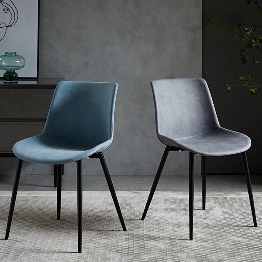 Silla de comedor de metal contemporáneo Silla de comedor con respaldo sólido para uso doméstico